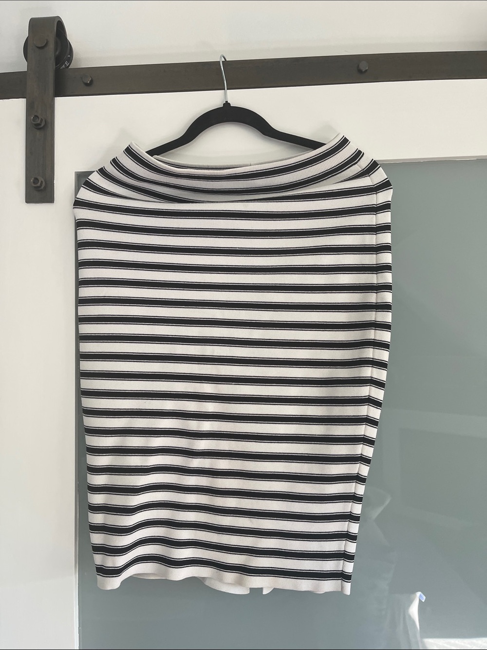 A.L.C. Black & White Striped Pencil Skirt